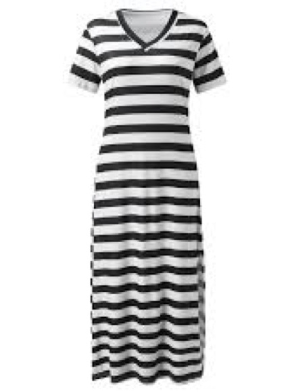 SLIGHTLY USED Source Unknown Black & White Striped V-Neck Maxi Dress